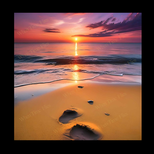 Coastal Charm: Sunset Beach Framed Ceramic Tiles #7
