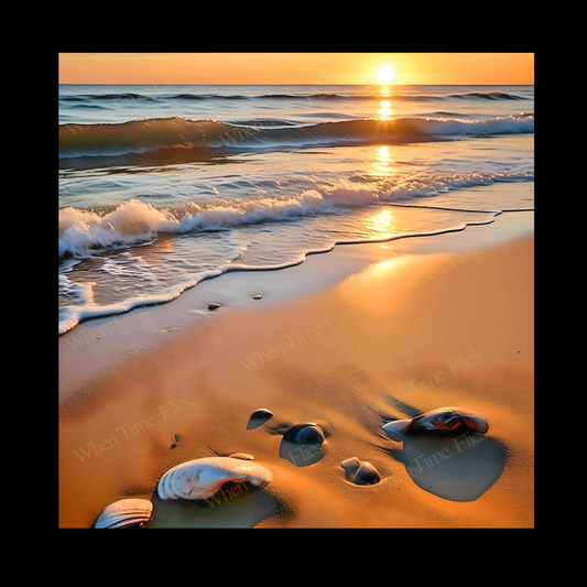 Coastal Charm Sunset Beach Framed Ceramic Tile -100