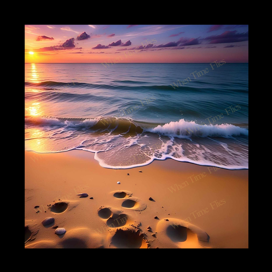 Coastal Charm: Sunset Beach Framed Ceramic Tiles #9