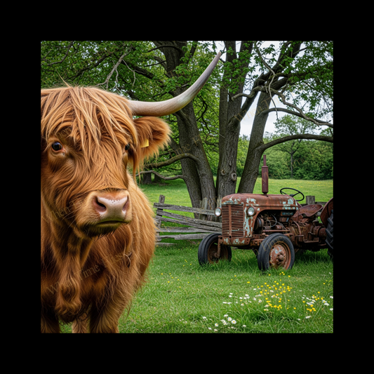 Highland Cow Framed Ceramic Tile - 60